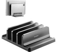 Vertical Laptop Stand, Adjustable and Versatile 3 Grooves, Compatible with Macbook/Pro, Mac, iPad and Laptops - Stylish Black Design