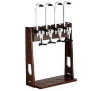 Vertical Liquor Dispenser, Solid Wood Wine Rack, Upside down Wine Dispenser, Bottle Display Shelf of 4-Bottle, with 25/35/45 Ml ABS Measuring Cup, for Home Pub or Kitchen Bar