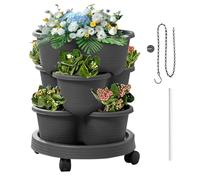 Vertical Planter Tower, Tier, 12,4 x 5,31 pouces, 3 niveaux Towers & Stackable Design, Removable Wheels for Garden Tools, Indoor Kitchen Patio Balcony Vegetable Flower Strawberry