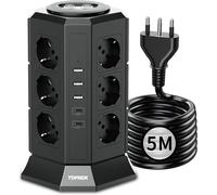 Vertical Power Strip With 12 Universal Sockets Ita 10/16A And Schuko And 2 Usb C And 3 Usb A (Usb-C1 20W Pd3.0 Quick Charge), 4000W/16A, Power Strip With 2 Switches, 5M Cable, Socket 16A