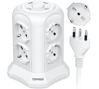Vertical Power Strip With 8 Universal Sockets Ita 10/16A And Schuko And 2 Usb C And 2 Usb A (Usb-C1 20W Pd3.0 Quick Charge), 4000W/16A, Power Strip With Switch, 2M Cable, Socket 16A, White