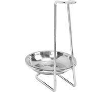 Vertical Soup Ladle Holder Spoon Rest Stainless Steel Easy Access Cooking Utensils Stand for Kitchen Cookware Hot Pot Silver with 1 Plate