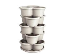 Vertical Strawberry Planter, 5 Tier Stackable Garden Pot System, Drainage Hole Planting Tower Container, Space Efficient Growing Rack, Outdoor Patio Balcony Deck Porch Courtyard Vegetable Garden Use