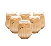 Vertical Striped Glass Heat-Resistant Water Cup Milk Juice Iced Coffee Summer And Winter Drinking Ware pour Café(6PCS S)