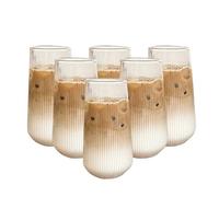 Vertical Striped Glass Heat-Resistant Water Cup Milk Juice Iced Coffee Summer And Winter Drinking Ware pour Café(6PCS L)