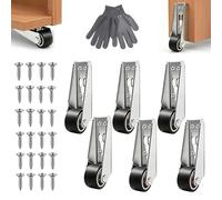 Vertical Track Roller Wheel, 110LBS Vertical Track Roller - Anti-Wobble Door Guide System, Heavy Duty Sliding Door Bottom Guide, Alloy Steel Rubber Wheels for Barn Doors Cabinets Gates (6pcs)