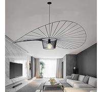 Vertigo Suspension Suspension Lustre Rétro pour Salon Salle à Manger Fibre De Verre Polyuréthane Ligne Chapeau Lampe Ombre, Câble Réglable E27, Black, 140cm