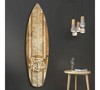 Vertikale Décoration Murale Planche de Surf Effet Bois Motif Polynésien Blanc Surf Rider 150 x 40 cm - Format Horizontal