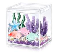 Vertintong Axolotl DIY Tank Axolotl Craft avec 3 mini figurines axolotl perles axolotl coffret cadeau axolotl breloques axolotl réservoir acrylique 8,1 cm (couleur macaron, élégant)