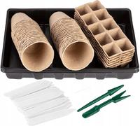 VERTO Culture de plantes - Pots de culture - Kit pratique de 88 pièces - Kit de culture de plantes : 3 plateaux, 4 plateaux de semis en tourbe, 39 plateaux de semis ronds, 40 assiettes