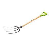 VERTO Fourche à foin | Fourche à bêche : Fourche à creuser et à desserrer | Poignée ergonomique en D | Longueur 126 cm Solid | Fourche bêche pour sols durs et rocailleux, avec 4 dents