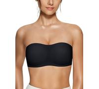 Vertvie Soutien-gorge bandeau rembourré sans couture pour femme - Tube en silicone antidérapant - Soutien-gorge push-up convertible, noir, Taille S