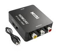 Veruydita Convertisseur HDMI vers RCA 1080P, Adaptateur Mini HDMI vers AV boîtier Noir, HDMI vers Cinch avec câble USB, Plug & Play, Compatible Anciens téléviseurs