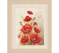 Vervaco Point De Croix Compté Kit Tableau Complet Set COQUELICOTS AVEC MOTIF De Broderie Loisir Créatif Maison Decoration Cadeau DIY ca. 24 x 33 cm Counted Cross Stitch Embroidery