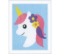 VERVACO Activité Éducative Point De Croix Kit Complet Motif Broderie LICORNE Canevas Kit Complet Debutant Decoration Manuelle DIY Set Artiste ca. 12,5 x 16 cm Beginner Crafts Cross Stitch