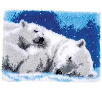 Vervaco ca. 53 x 39 cm Tapis Point Noué Á Faire Ours Polaire Broderie Debutant DIY Latch Hook Kit Complet Decoration Maison Manuelle Loisir Créatif Embroidery, Cotton, Couleurs variées