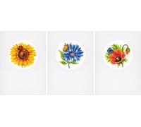Vervaco Cartes de vœux Kit de point de croix "Fleurs d'été, set de 3", motif à compter, 10,5x15cm