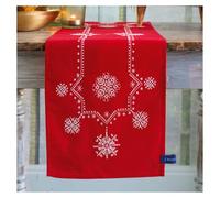Chemin de table imprimé Vervaco Kit de points de croix "poinsettias blancs", image pré-dessinée