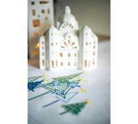 Vervaco Kit Broderie Pré-Imprimé Chemin De Table PINS Modernes Complet Set DIY Adulte Decoration Manuelle Loisir Créatif Cadeau Femme ca. 40 x 100 cm Embroidery Patron, Coton, Multicolore