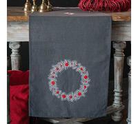 Vervaco Chemin de table point plat set "Motifs de Noël", dessin à broder, 38x138cm