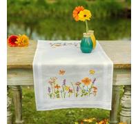 Vervaco Chemin de table set point de croix "Lavande et fleurs des champs", dessin à broder pré-dessiné, 40x100cm
