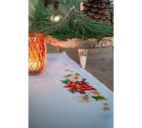 Vervaco – Kit broderie point de croix compté Nappe Fleurs de Noël – Complet 80 x 80 cm Multicolore