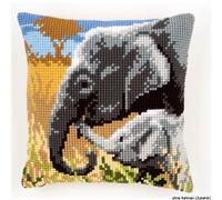 Vervaco Coussin point de croix "Amour d'éléphant", image à broder pré-dessinée