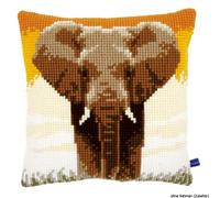 Vervaco Coussin point de croix "Eléphant dans la savane", image à broder pré-dessinée