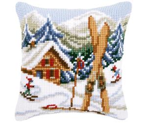 Vervaco Cross Stitch Cushion Kit, Snow Fun, Blanc, 40 x 40 cm or 16 x 16 in