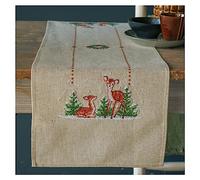 Vervaco De Point De Croix Compté Chemin De Table CERF Broderie Kit Complet Adulte Loisir Créatif Maison Decoration Manuelle Table Cadeou DIY ca. 29 x 102 cmCross Stitch