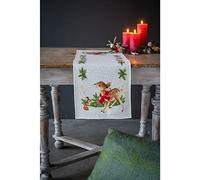 VERVACO De Point De Croix Compté Chemin De Table PETIT CERF AVEC UN LAPIN Broderie Kit Complet Adulte Loisir Créatif Maison Decoration Manuelle Table Cadeou DIY ca. 32 x 84 cmCross Stitch