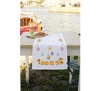 Vervaco De Point De Croix Compté Chemin De Table POUSSIN Broderie Kit Complet Adulte Loisir Créatif Maison Decoration Manuelle Table Cadeou DIY ca. 32 x 84 cmCross Stitch
