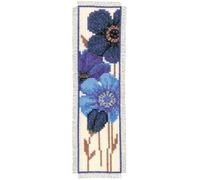 Vervaco De Point De Croix Compté Marque-Page DIY ANÉMONES BLEUES Kit Complet Loisir Créatif Adulte Cadeau De Lecture Broderie Débutant ca. 6 x 20 cm Cross Stitch