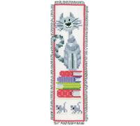 Vervaco De Point De Croix Compté Marque-Page DIY CHAT SUR PILE DE LIVRES Kit Complet Loisir Créatif Adulte Cadeau De Lecture Broderie Débutant ca. 6 x 20 cm Cross Stitch