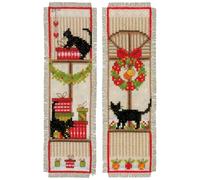 Vervaco De Point De Croix Compté Marque-Page DIY (lot de 2) AMBIANCE DE NOËL Kit Complet Loisir Créatif Adulte Cadeau De Lecture Broderie Débutant ca. 6 x 20 cm Cross Stitch