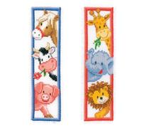 Vervaco De Point De Croix Compté Marque-Page DIY (lot de 2) ANIMAUX Kit Complet Loisir Créatif Adulte Cadeau De Lecture Broderie Débutant ca. 6 x 20 cm Cross Stitch