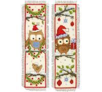 Vervaco De Point De Croix Compté Marque-Page DIY (lot de 2) CHOUETTES AVEC CHAPEAU Kit Complet Loisir Créatif Adulte Cadeau De Lecture Broderie Débutant ca. 6 x 20 cm Cross Stitch