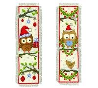 Vervaco De Point De Croix Compté Marque-Page DIY (lot de 2) CHOUETTES AVEC CHAPEAU Kit Complet Loisir Créatif Adulte Cadeau De Lecture Broderie Débutant ca. 6 x 20 cm Cross Stitch
