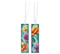 Vervaco De Point De Croix Compté Marque-Page DIY (lot de 2) COQUELICOTS Kit Complet Loisir Créatif Adulte Cadeau De Lecture Broderie Débutant ca. 6 x 20 cm Cross Stitch