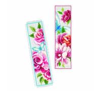 Vervaco De Point De Croix Compté Marque-Page DIY (lot de 2) FLEURS ET PAPILLONS I Kit Complet Loisir Créatif Adulte Cadeau De Lecture Broderie Débutant ca. 6 x 20 cm Cross Stitch
