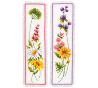 Vervaco Kit marque‑page broderie point de croix Fleurs motif à compter 6x20 cm 2 pièces