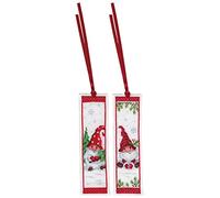 VERVACO De Point De Croix Compté Marque-Page DIY (Lot de 2) Gnomes DE NOËL Kit Complet Loisir Créatif Adulte Cadeau De Lecture Broderie Débutant ca. 6 x 20 cm Cross Stitch, Fabric, Multicolore