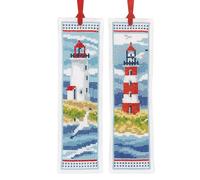 VERVACO De Point De Croix Compté Marque-Page DIY (lot de 2) PHARES Kit Complet Loisir Créatif Adulte Cadeau De Lecture Broderie Débutant ca. 6 x 20 cm Cross Stitch