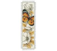 Vervaco De Point De Croix Compté Marque-Page DIY PAPILLONS ET FLEURS IV Kit Complet Loisir Créatif Adulte Cadeau De Lecture Broderie Débutant ca. 6 x 20 cm Cross Stitch
