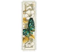 Vervaco De Point De Croix Compté Marque-Page DIY PAPILLONS ET FLEURS V Kit Complet Loisir Créatif Adulte Cadeau De Lecture Broderie Débutant ca. 6 x 20 cm Cross Stitch
