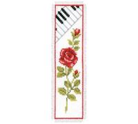 Vervaco Kit point de croix Marque-page Rose avec clavier piano Kit complet 6 x 20 cm