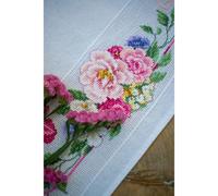 Vervaco De Point De Croix Compté Nappe FLEURS CLASSIQUES ET PAPILLONS Broderie Kit Complet Adulte Loisir Créatif Maison Decoration Manuelle Table Cadeou DIY ca. 80 x 80 cm Cross Stitch Embroidery