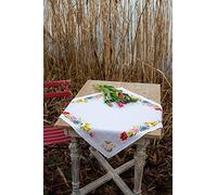 VERVACO De Point De Croix Compté Nappe Fleurs COLORÉES Broderie Kit Complet Adulte Loisir Créatif Maison Decoration Manuelle Table Cadeou DIY ca. 80 x 80 cm Cross Stitch Embroidery, Multicolor