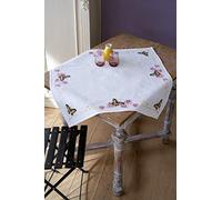 Vervaco De Point De Croix Compté Nappe PAPILLONS Broderie Kit Complet Adulte Loisir Créatif Maison Decoration Manuelle Table Cadeou DIY ca. 80 x 80 cm Cross Stitch Embroidery