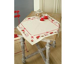 Vervaco De Point De Croix Compté Nappe PAUSE CAFÉ Broderie Kit Complet Adulte Loisir Créatif Maison Decoration Manuelle Table Cadeou DIY ca. 80 x 80 cm Cross Stitch Embroidery